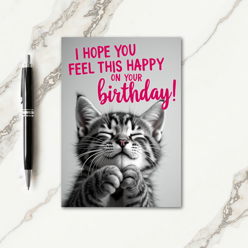 Peaceful Birthday Grey Cat Card