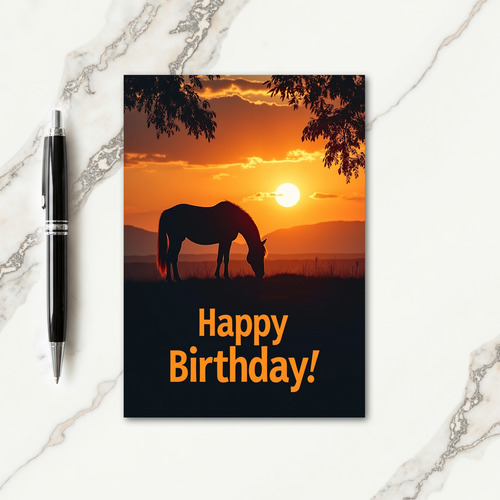 Peaceful Birthday Horse Sunset Card