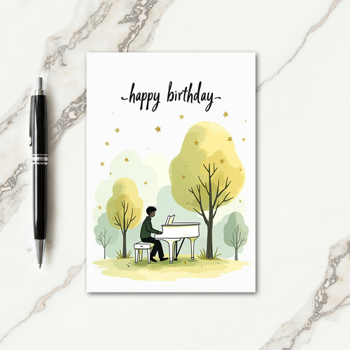 Peaceful Birthday Piano Card