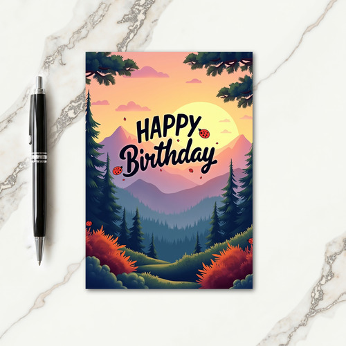 Peaceful Birthday Twilight Trees Card