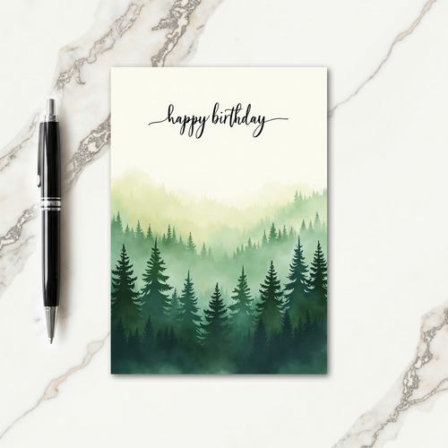 Peaceful Birthday Watercolor Forest Card
