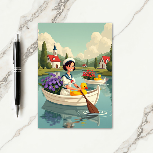 Peaceful Boat Trip Scene Card