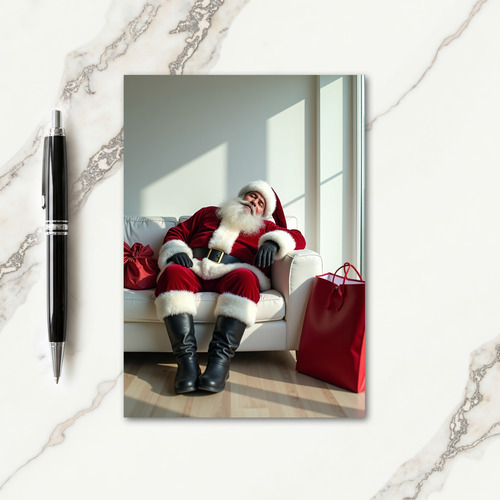 Peaceful Resting Santa Card