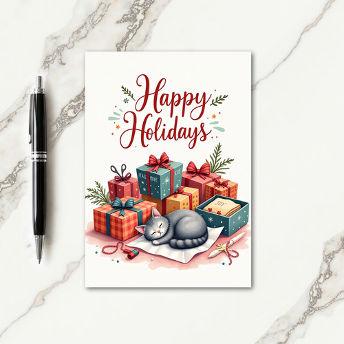Peaceful Feline Christmas Card