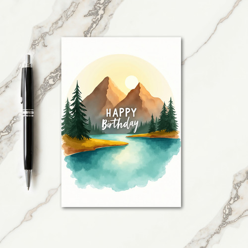 Peaceful Mountain Lake Birthday Card