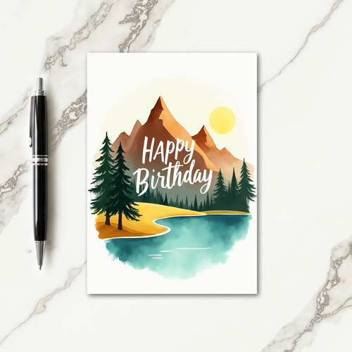 Peaceful Mountainscape Birthday Card