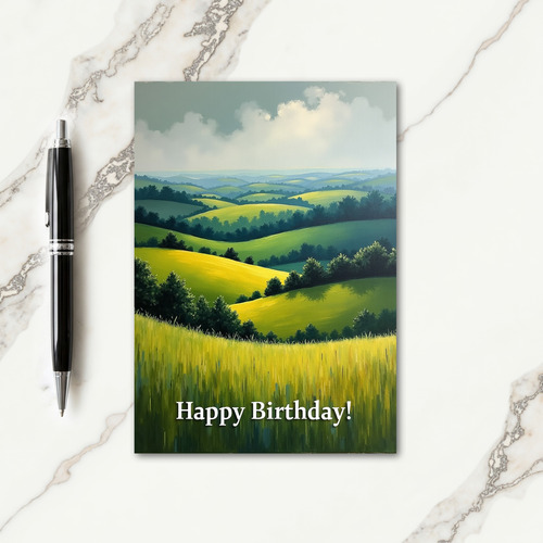 Peaceful Rolling Hills Birthday Card