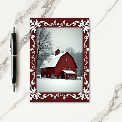 Peaceful Snow Barn Christmas Card