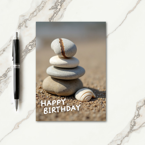 Peaceful Stone Stack Birthday Card