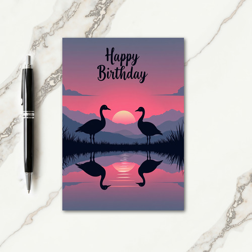 Peaceful Sunset Birds Card