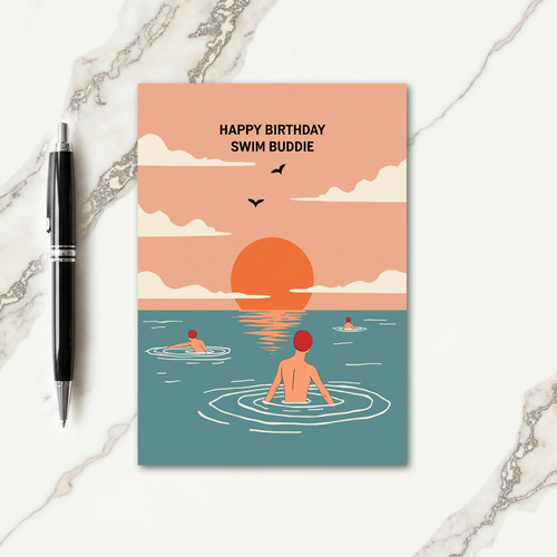 Peaceful Sunset Swimmers Card