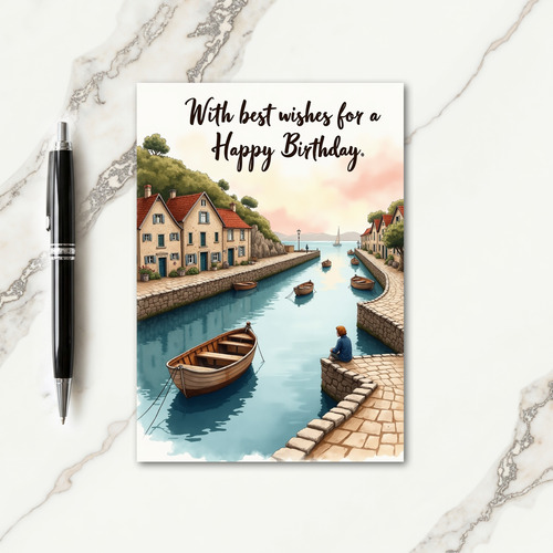 Peaceful Village Birthday Card