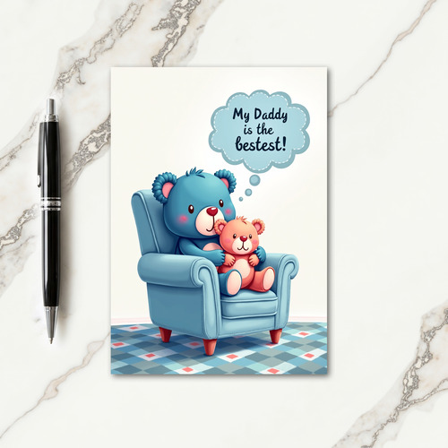 Peach Bear Fathers Day Plush Card