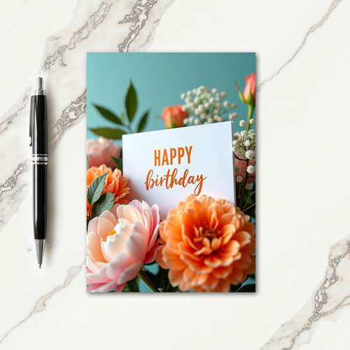 Peach Birthday Bouquet Card