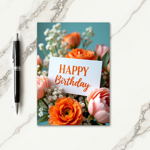 Peach Bloom Birthday Card