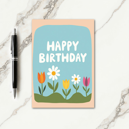 Peach Border Birthday Card