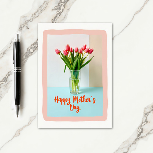 Peach Border Mothers Day Card