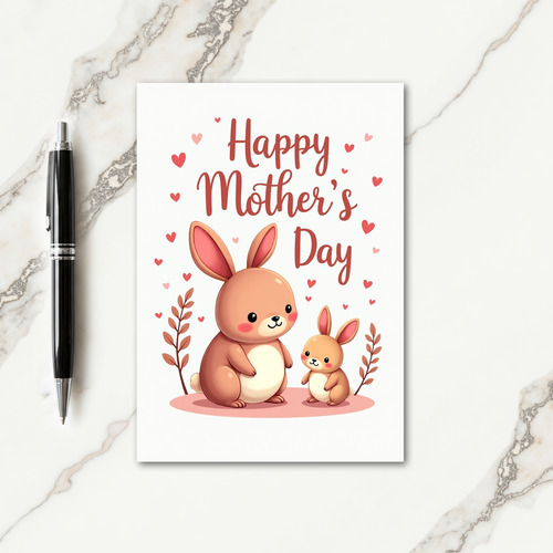 Peach Bunny Mothers Day Card