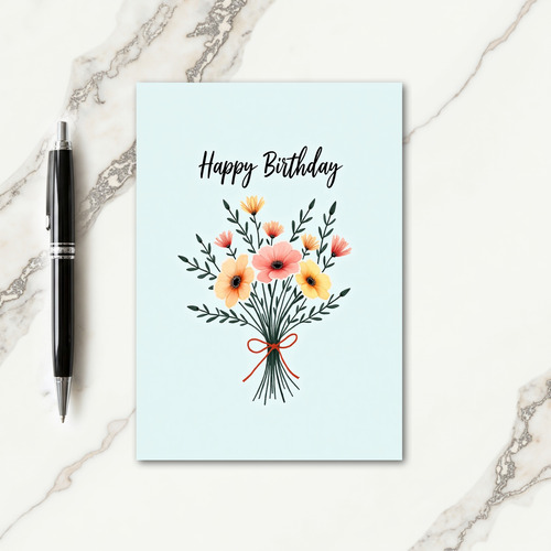 Peach Coral Birthday Card