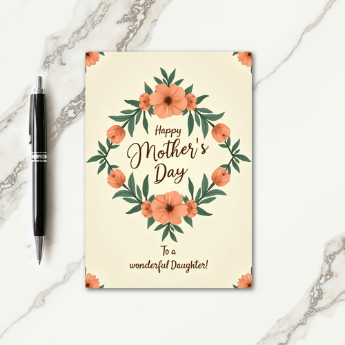 Peach Coral Mothers Day Card