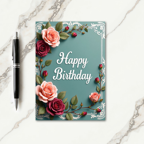 Peach Crimson Birthday Card