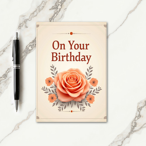 Peach Floral Birthday Card