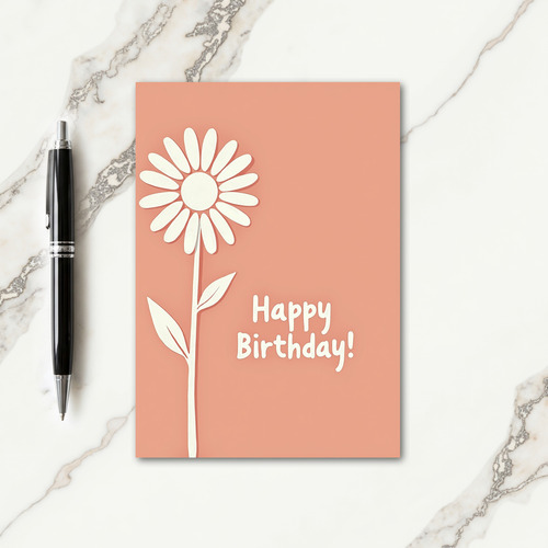 Peach Floral Birthday Wish Card