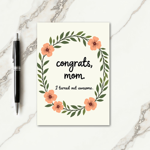 Peach Floral Congrats Mom Card