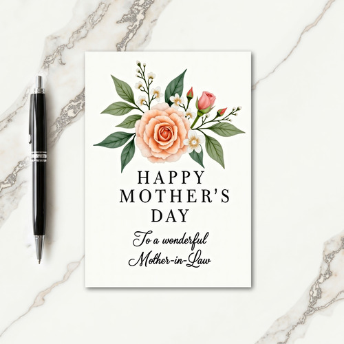Peach Floral Mothers Day Wish Card