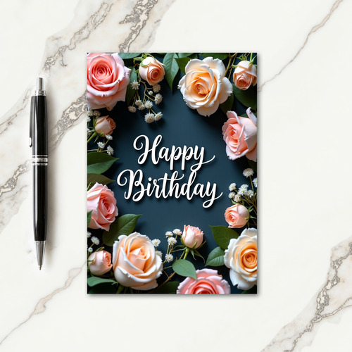 Peach Ivory Birthday Card