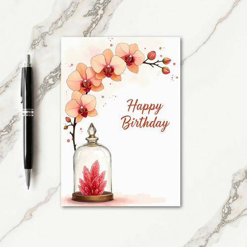 Peach Orchid Birthday Card