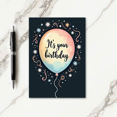 Peach Pink Birthday Balloon Card