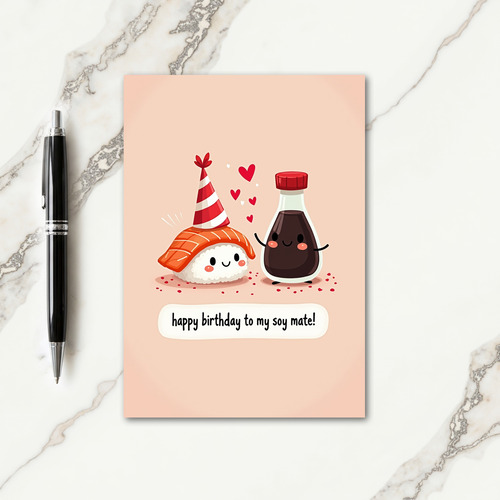 Peach Pink Birthday Scene Card