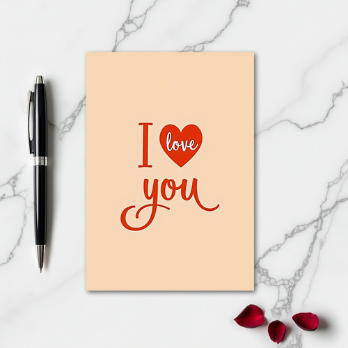 Peach Romantic I Love You Card