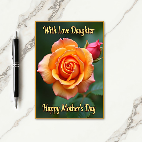 Peach Rose Bud Mothers Day Card
