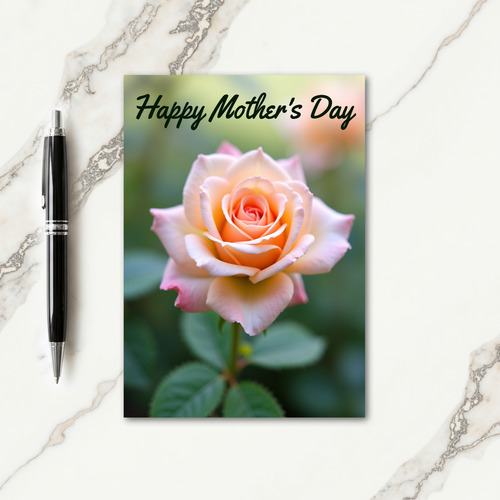 Peach Rose Happy Mothers Day Card