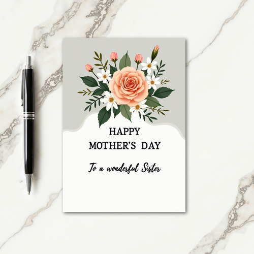 Peach Rose Mothers Day Art Card