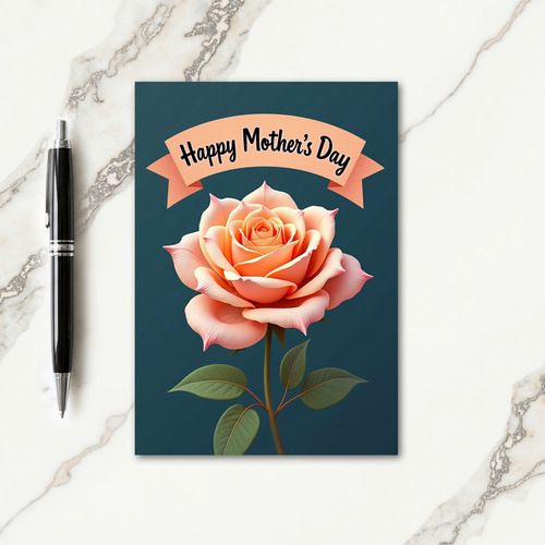 Peach Rose Mothers Day Card