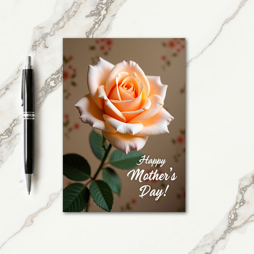 Peach Rose Mothers Day Floral Card