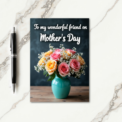 Peach Rose Mothers Day Friend Card