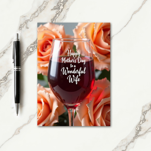 Peach Rose Mothers Day Glass Card