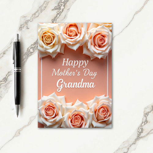 Peach Rose Mothers Day Grandma Card