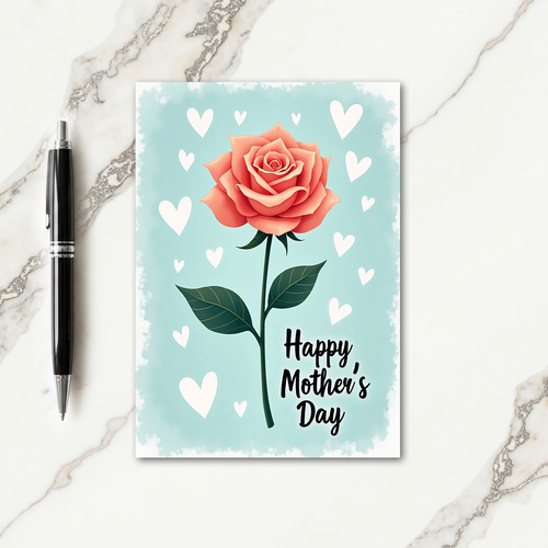 Peach Rose Mothers Day Hearts Card