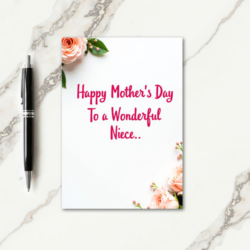 Peach Rose Mothers Day Niece Card