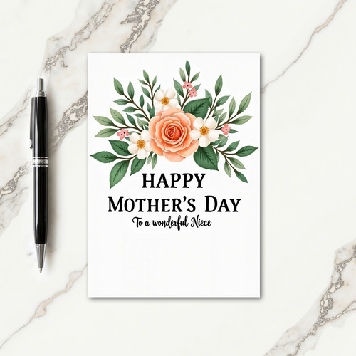 Peach Rose Niece Day Wish Card