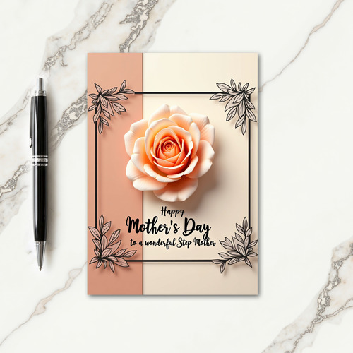 Peach Rose Wonderful Step Mother Card