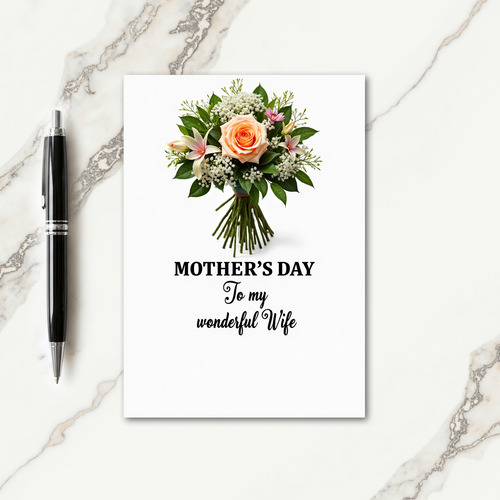 Peach Rose Wonderful Wife Card