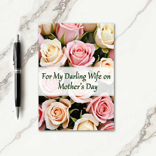 Peach Roses Darling Wife Card
