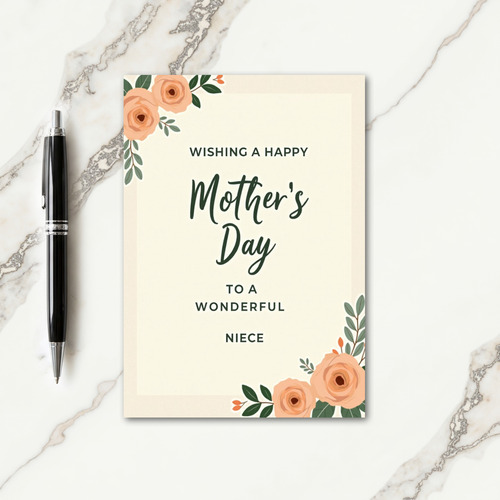 Peach Roses Happy Niece Card