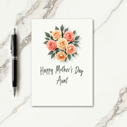 Peach Roses Mothers Day Aunt Card